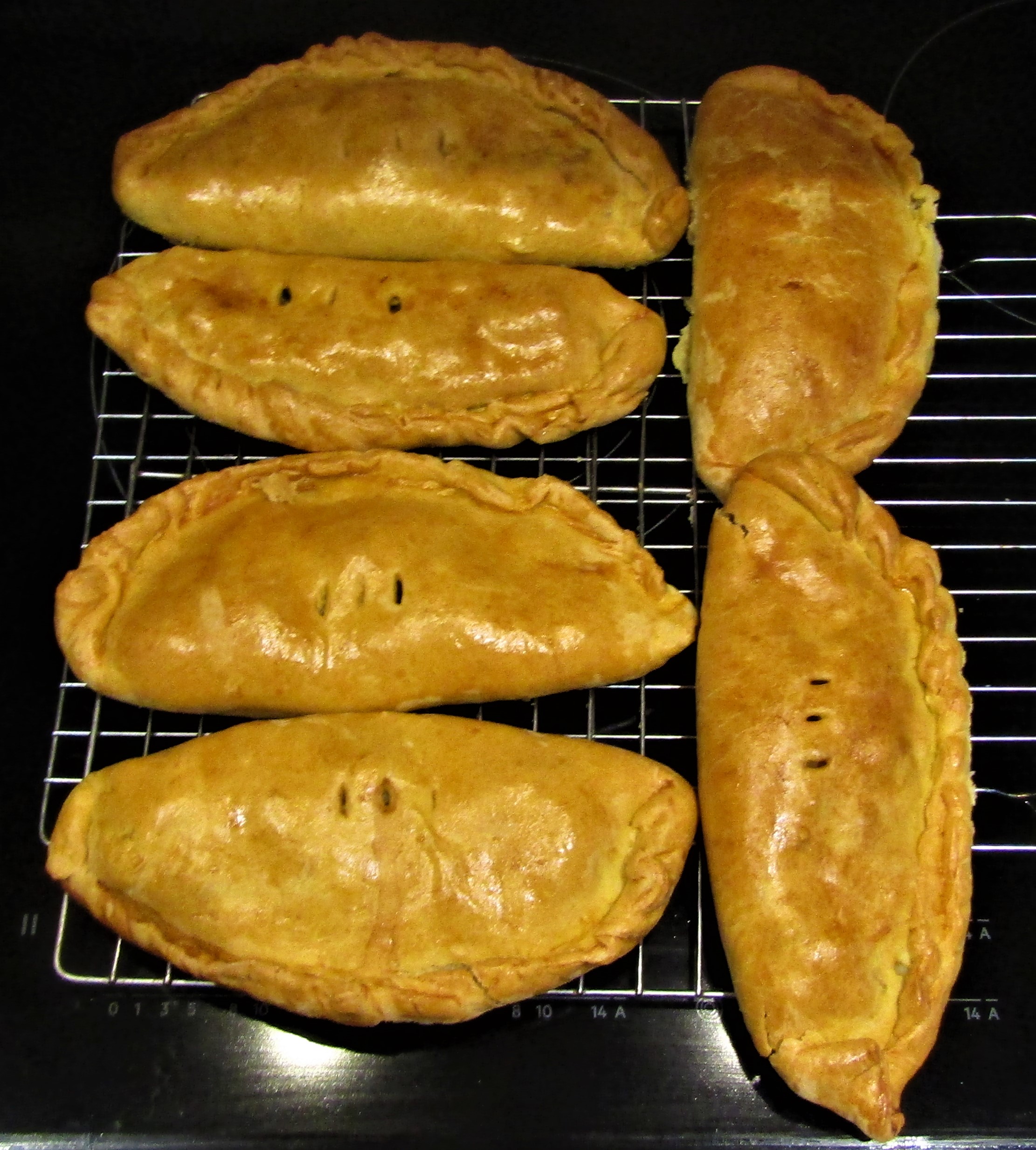 Traditional Cornish pasties freshly baked — the iconic food of Cornwall