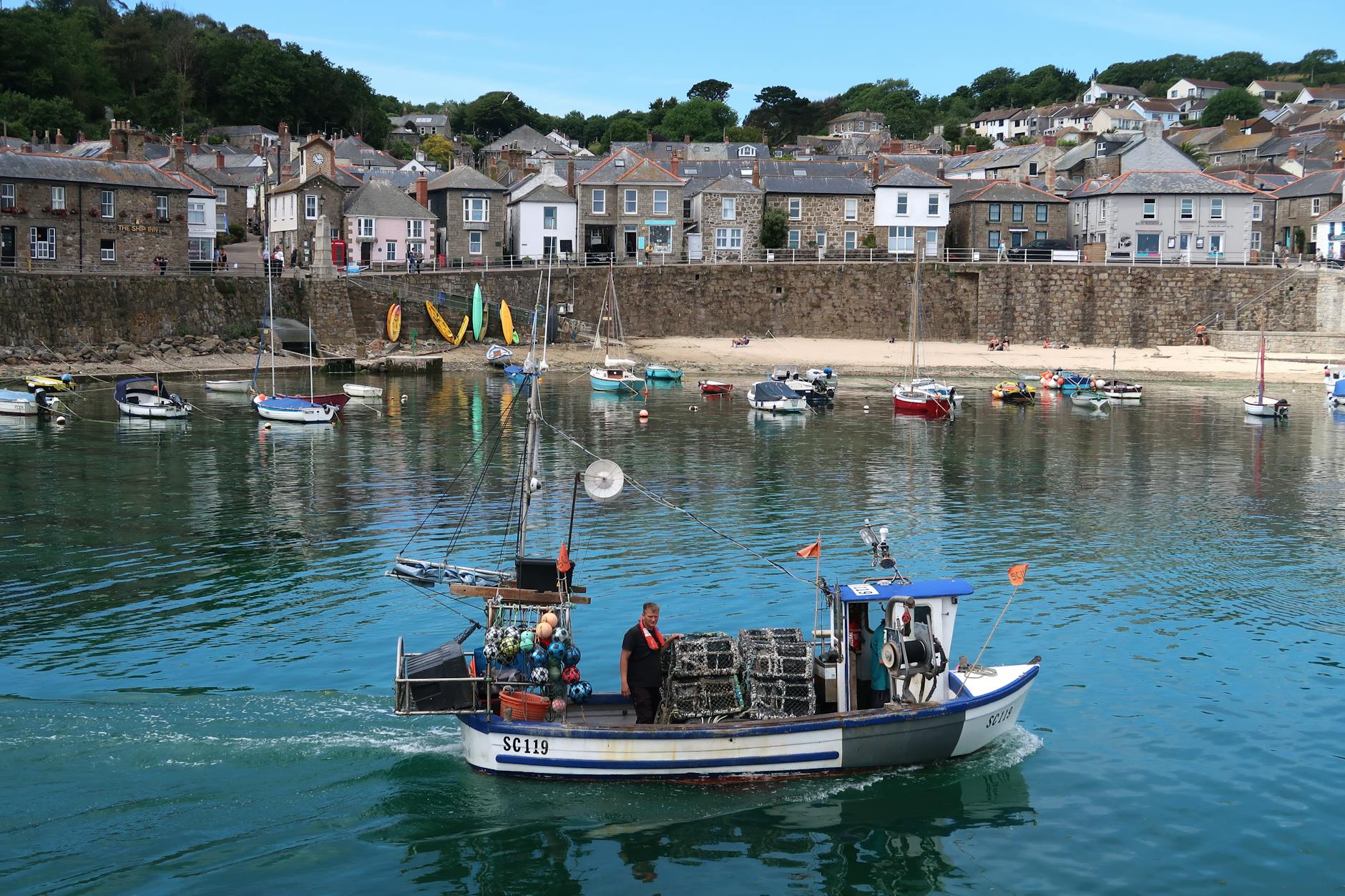 Cornwall coastal village with harbour view