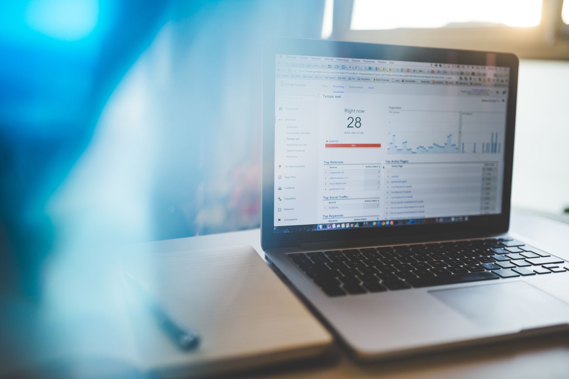 Google Search Console analytics data showing on a screen