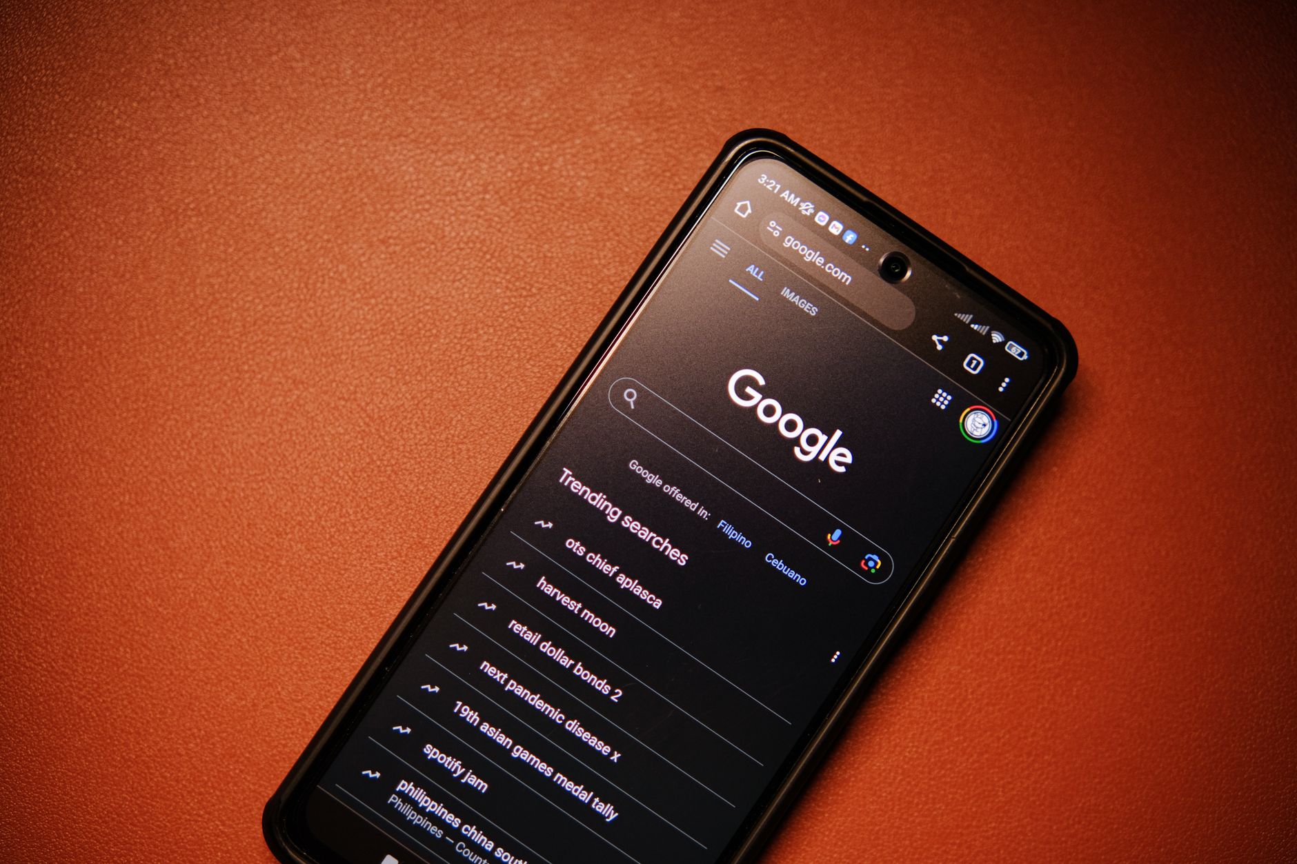 Google search results on a mobile phone screen