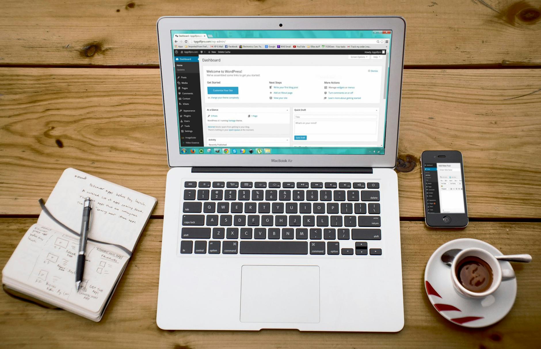 Person writing SEO content on a laptop at a desk