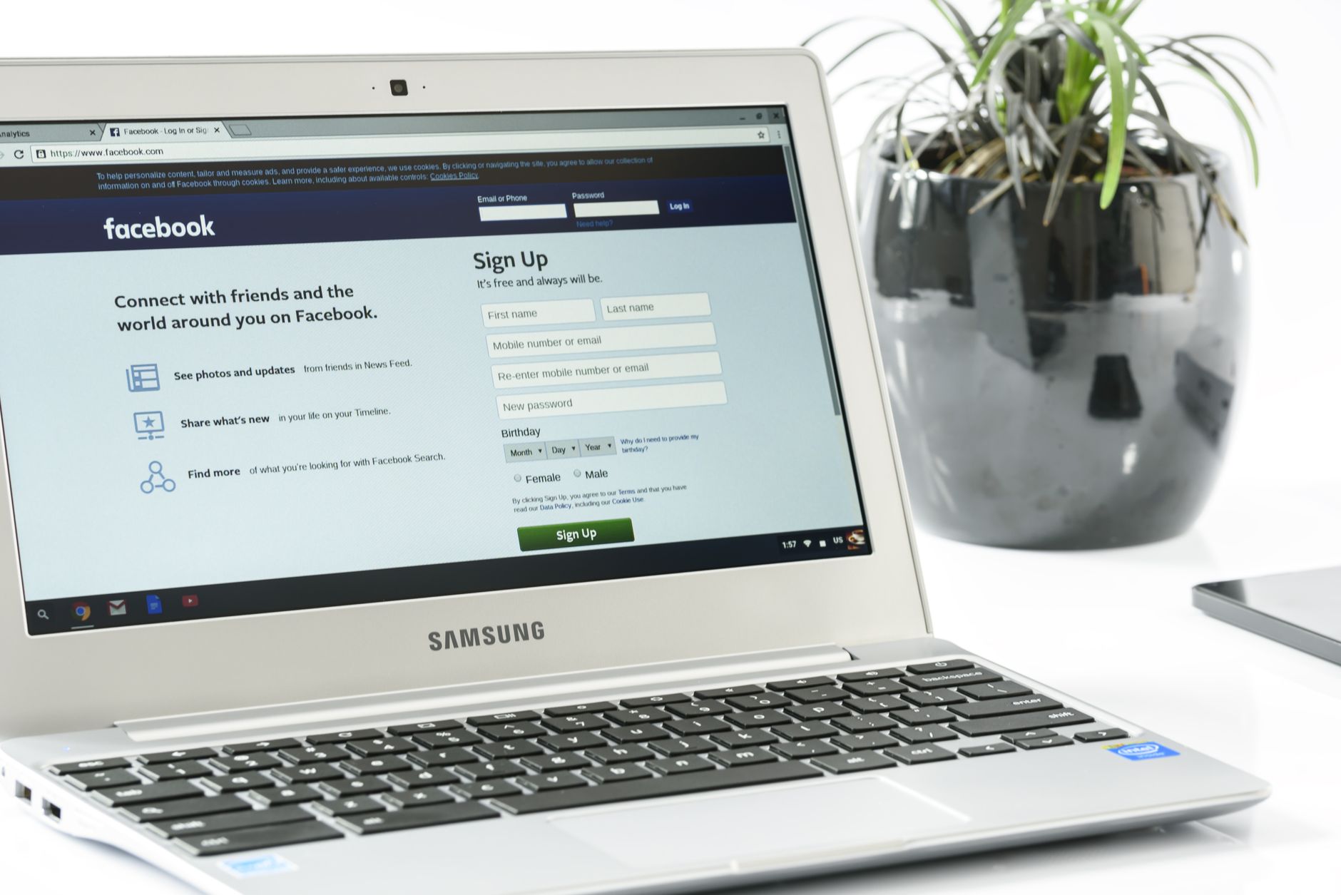 Website links and digital connections displayed on a laptop