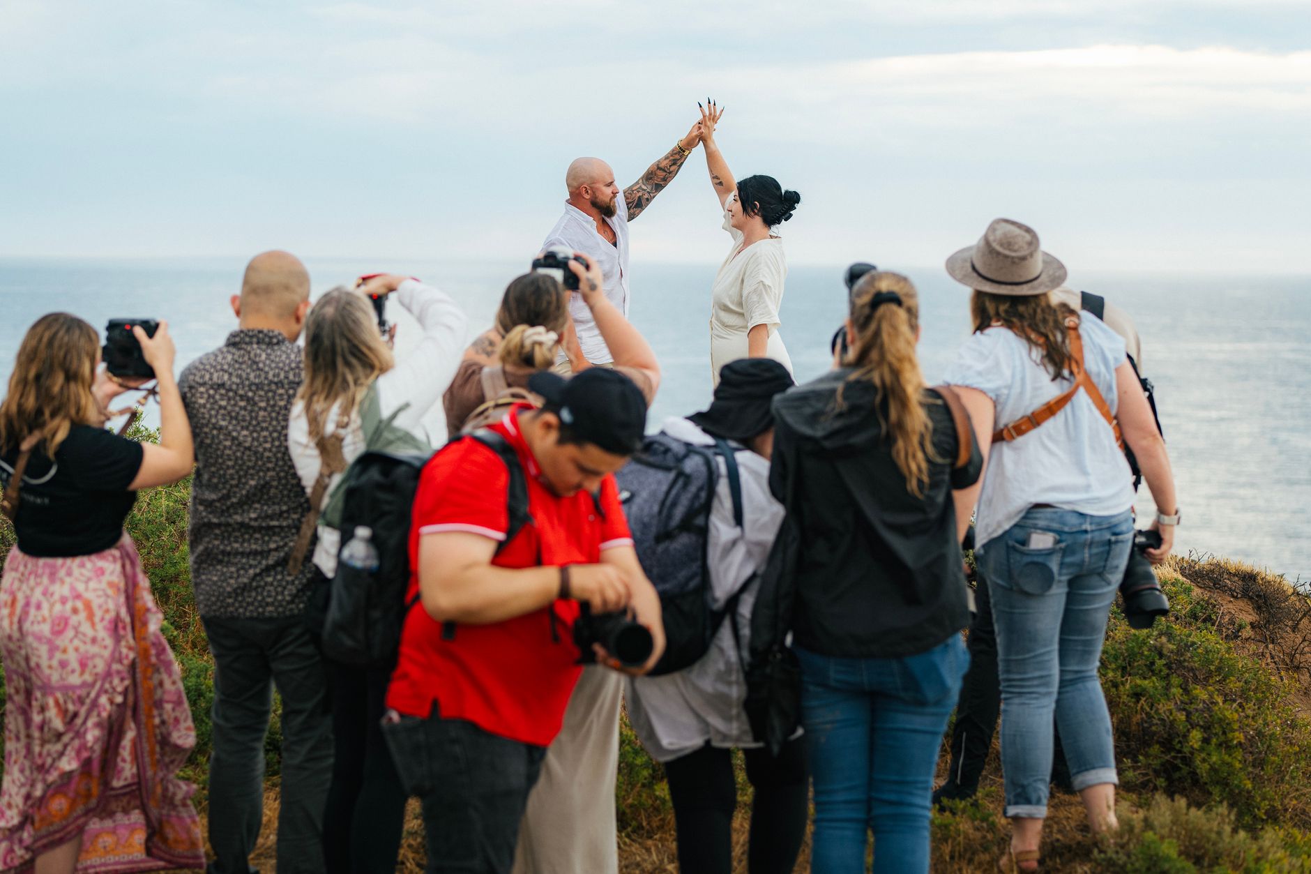 Wedding photographer shooting outdoors in Cornwall countryside
