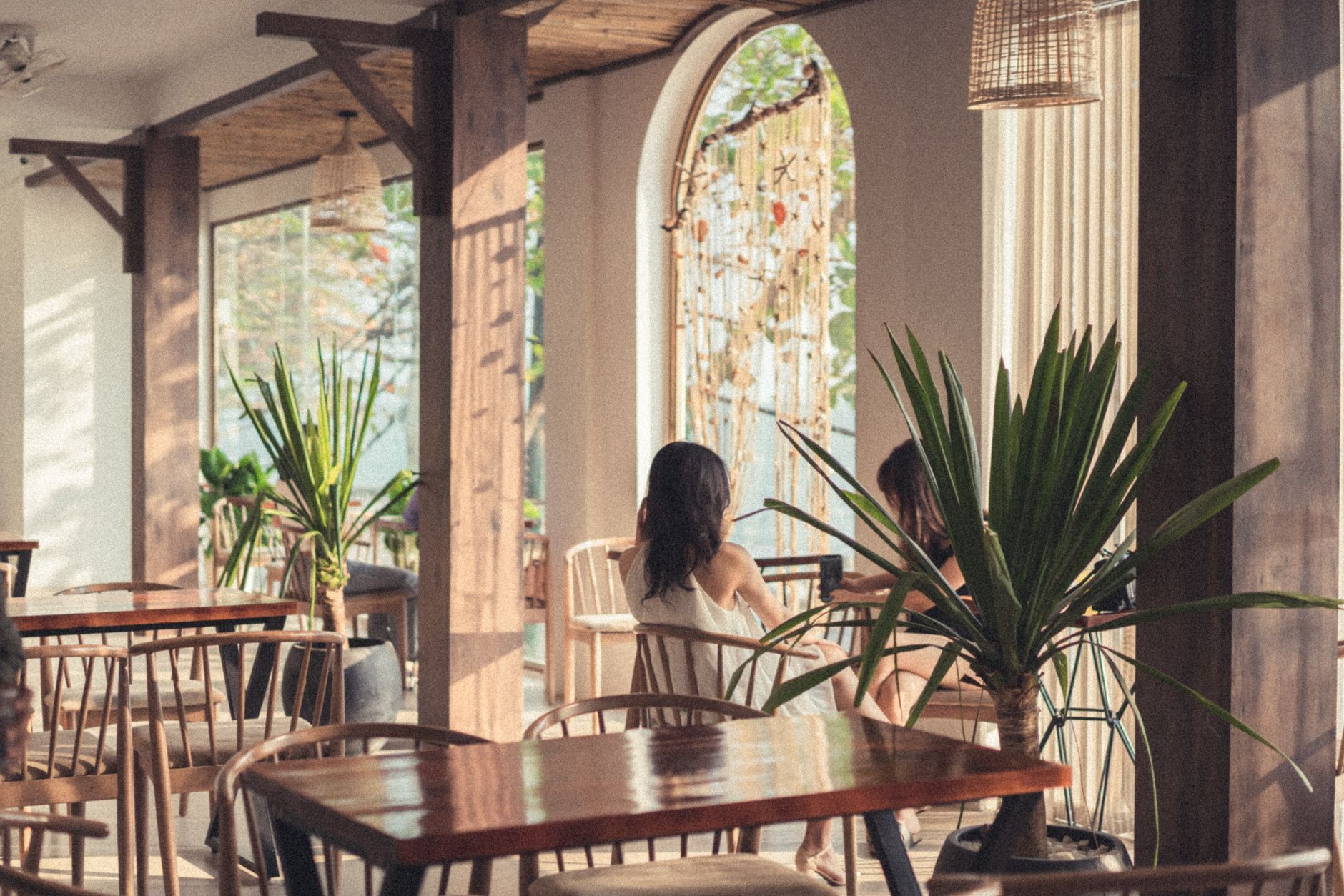 Cosy coffee shop interior with morning light