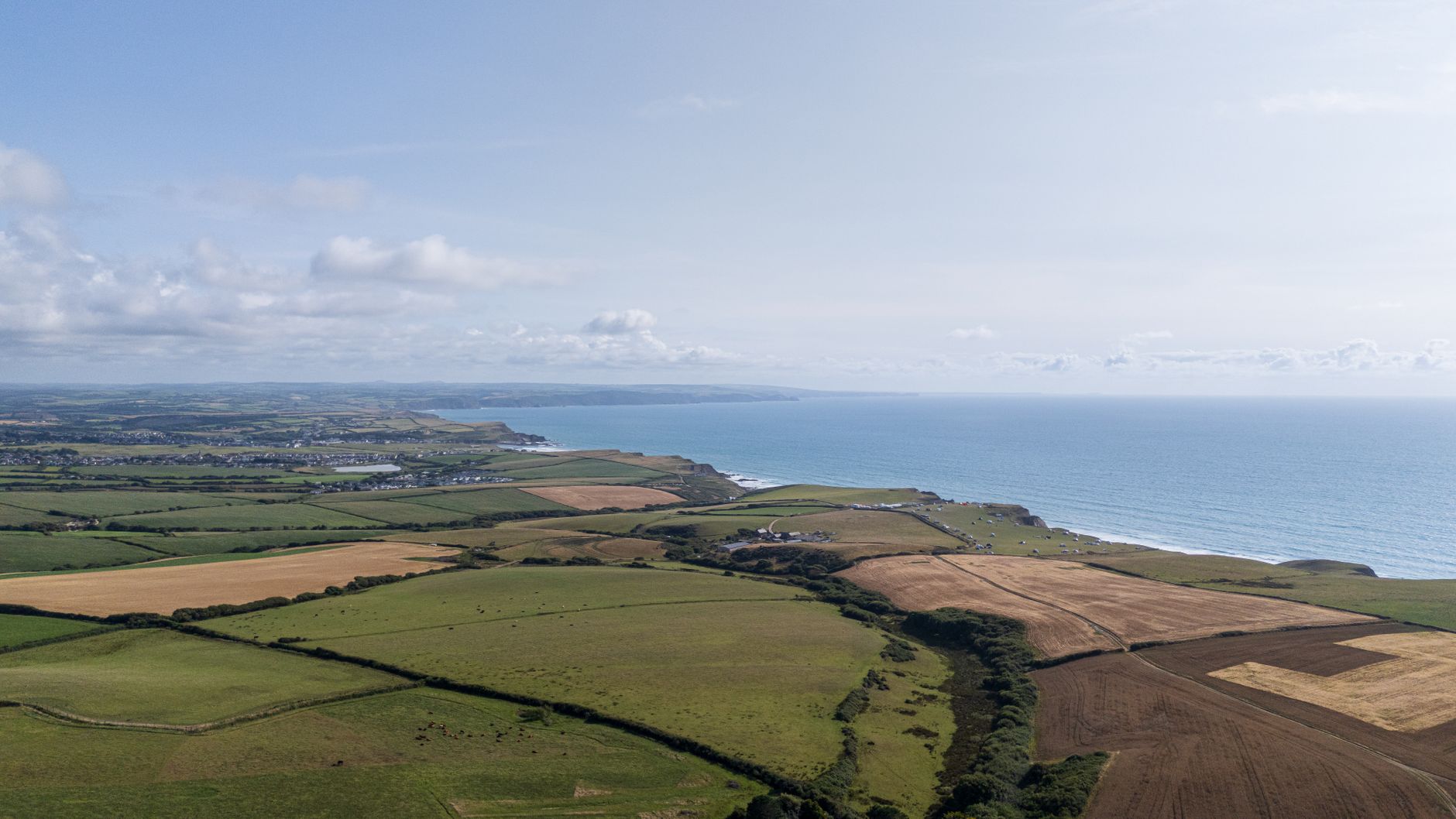 Rural Cornwall countryside road stretching into the distance