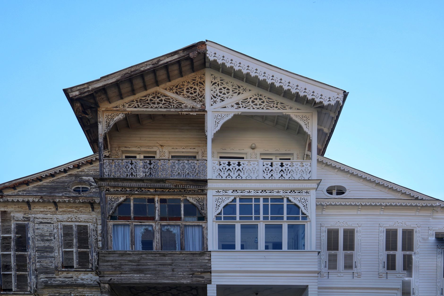 Before and after comparison of a renovated house exterior